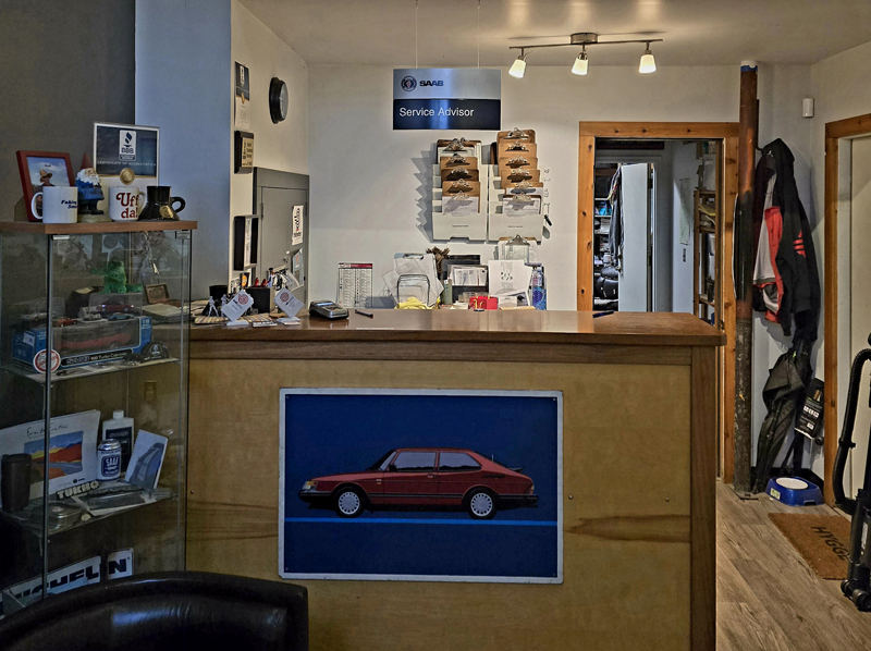 Troll Motors office with SAAB memorabilia